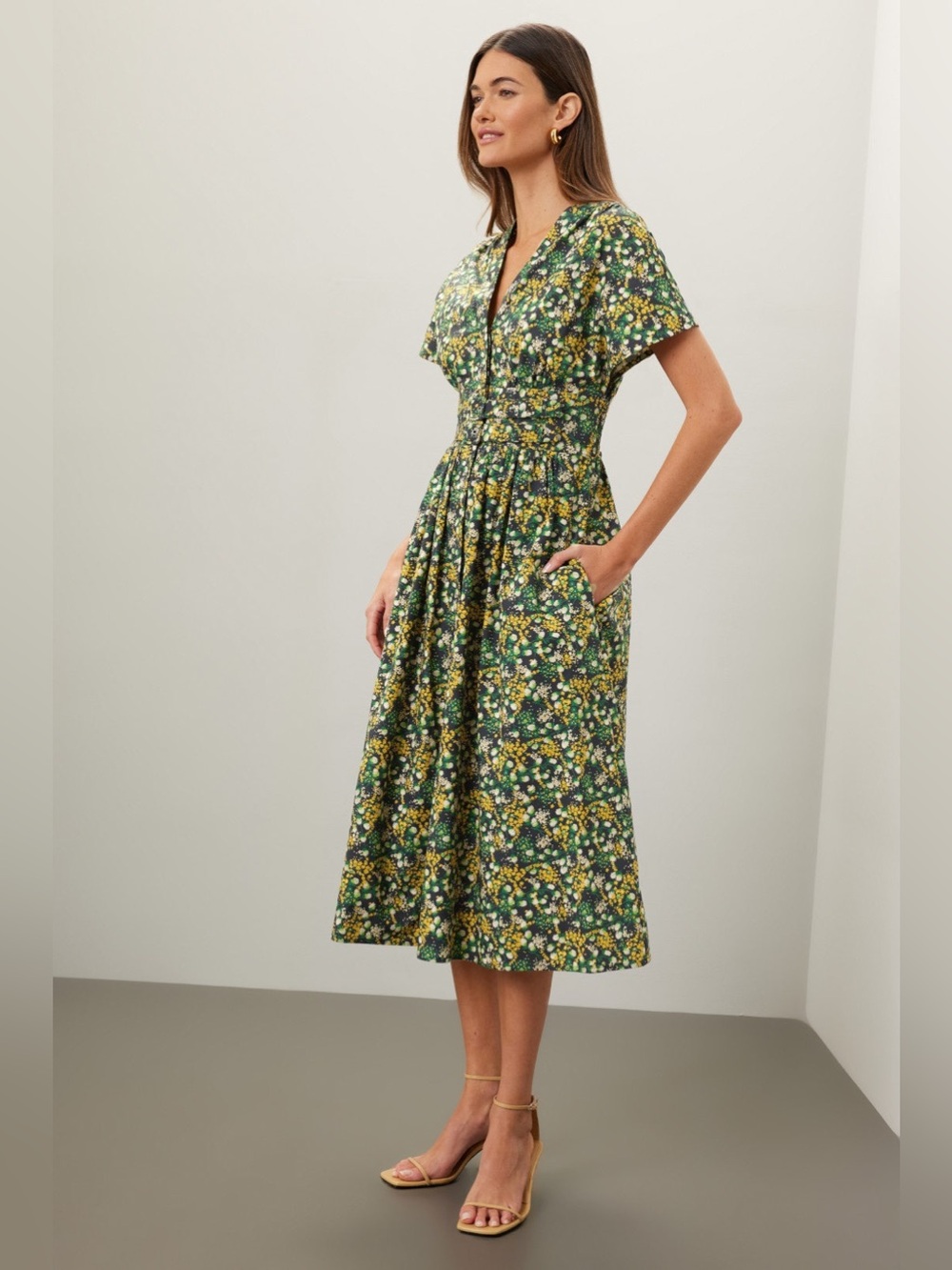 LK Bennett Eva Cotton Buttercup Meadow Print Dress